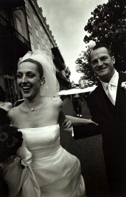 A New Orleans Wedding couple marching through the French Quarter.